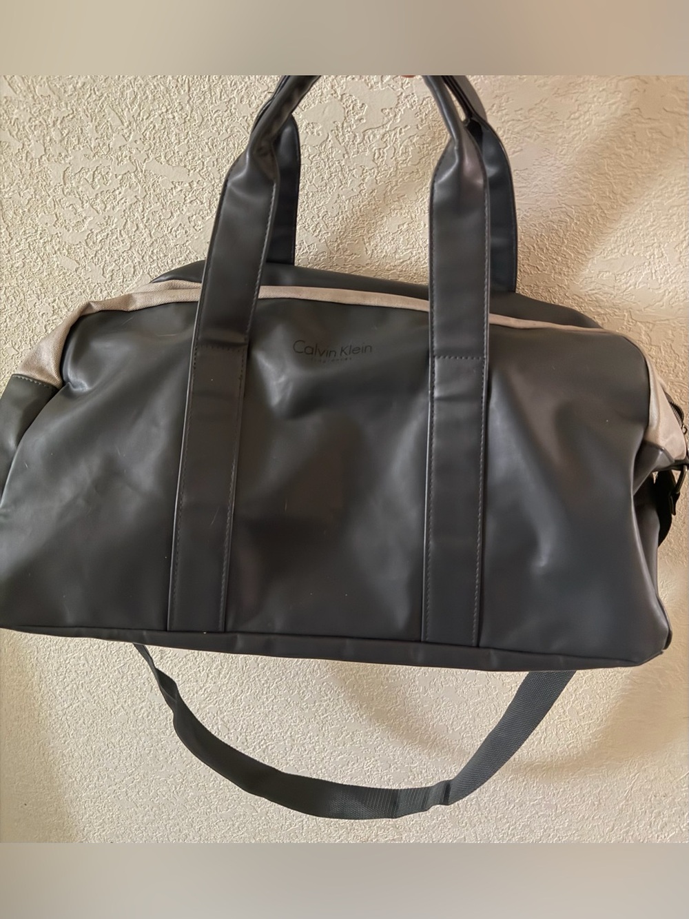 Calvin Klein Black Duffel Bag with Cream Trim